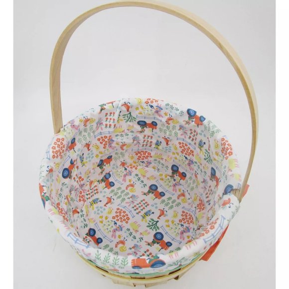 NWT - 12" Chipwood with Liner Easter Decorative Basket Farm Pattern - Picture 3 of 4